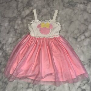 Minnie Disney pink and White Dress with Bow Detail